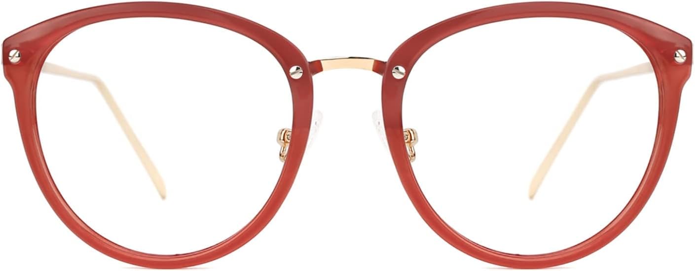TIJN Lentes de bloqueo de luz azul para mujeres y hombres, dispositivo de TV con luz azul, antifatiga ocular, marco de metal redondo
