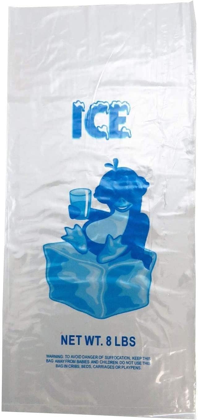 500 bolsasestuche! – Bolsa de plástico transparente impreso LDPE 8LB bolsas de hielo 10″x20″ 1.35 mil