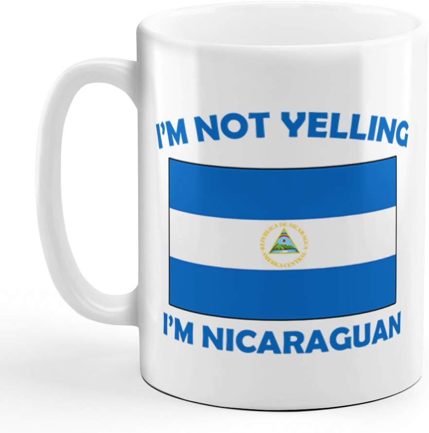 Taza de té de café con texto en inglés “I’M Not Yelling I Am Nicaraguan Nicaraguans Nicaraguans – Taza de té para Navidad, regalo de Hanukkah para