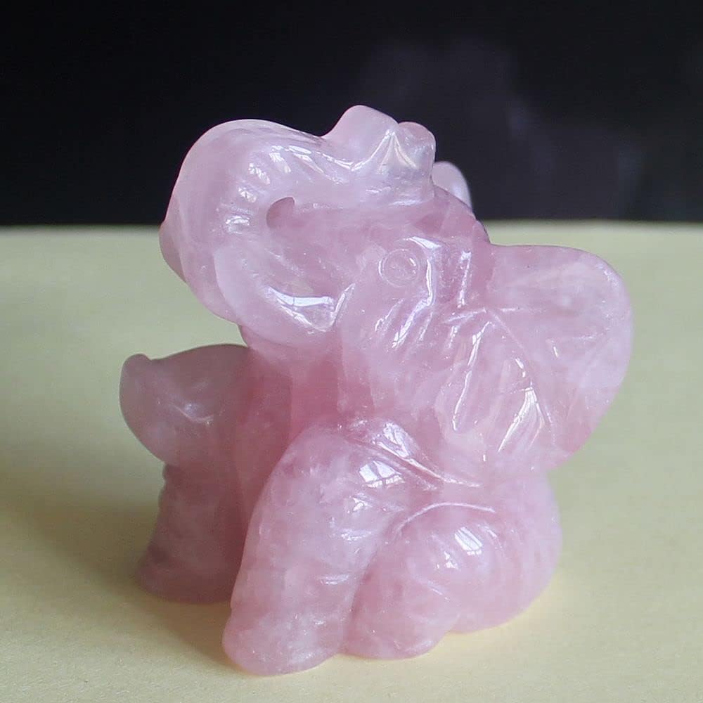 Figura tallada a mano con piedras preciosas mixtas de cristal sentado elefante estatua de talla animal para decoración del hogar de 2 pulgadas