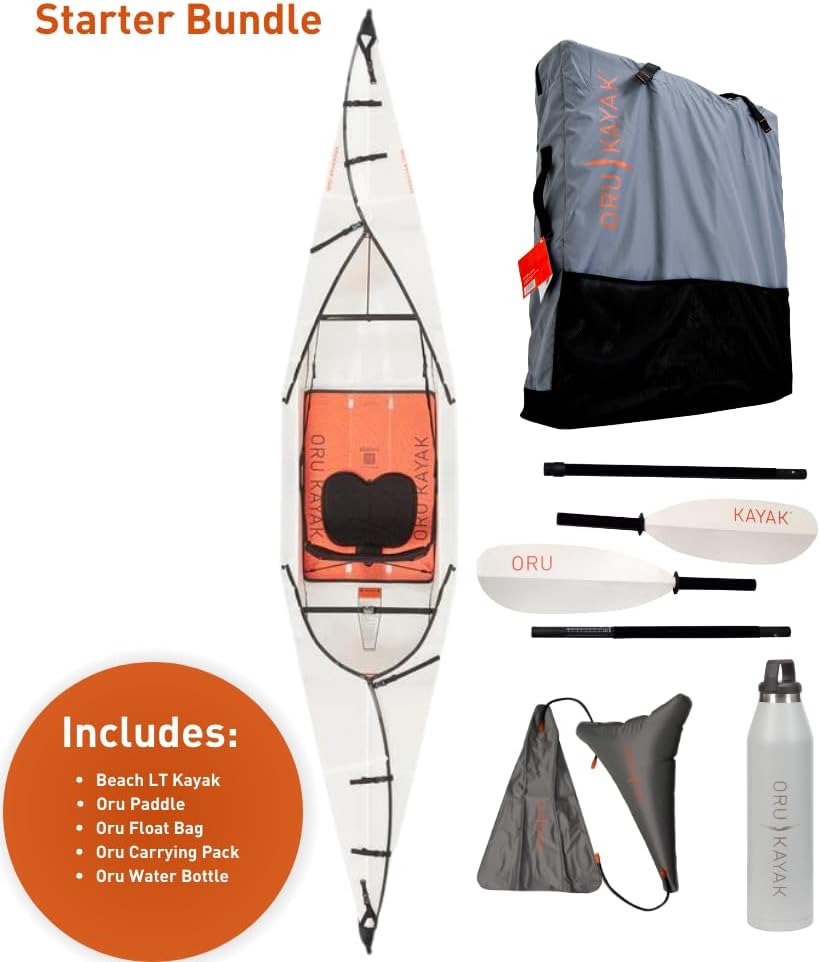 Oru Kayak Beach LT  Stable, Durable, Light – LakeRiver Kayaks – Beginner, Intermediate – for Day Trips, Picnics, and Casual Fun with Family and
