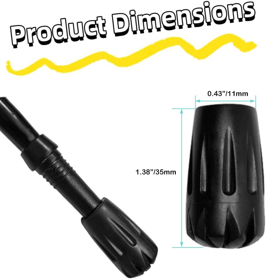 Holmgillick 8 Pcs Trekking Pole Tips Replacement Protectors, Trekking Pole Tips for Walking Sticks Rubber Tips for Hiking Sticks, Fits Most Standard