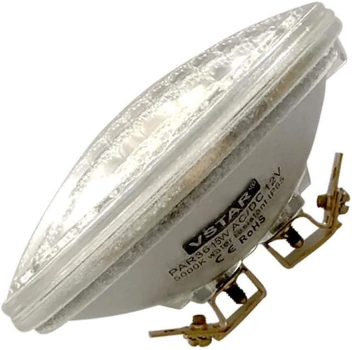 VSTAR Bombilla LED PAR36, luz diurna de 15 W, 2000 lm, 5000 K, transparente, alta concentración, LED súper brillante, luz de tractor multiusos, dos
