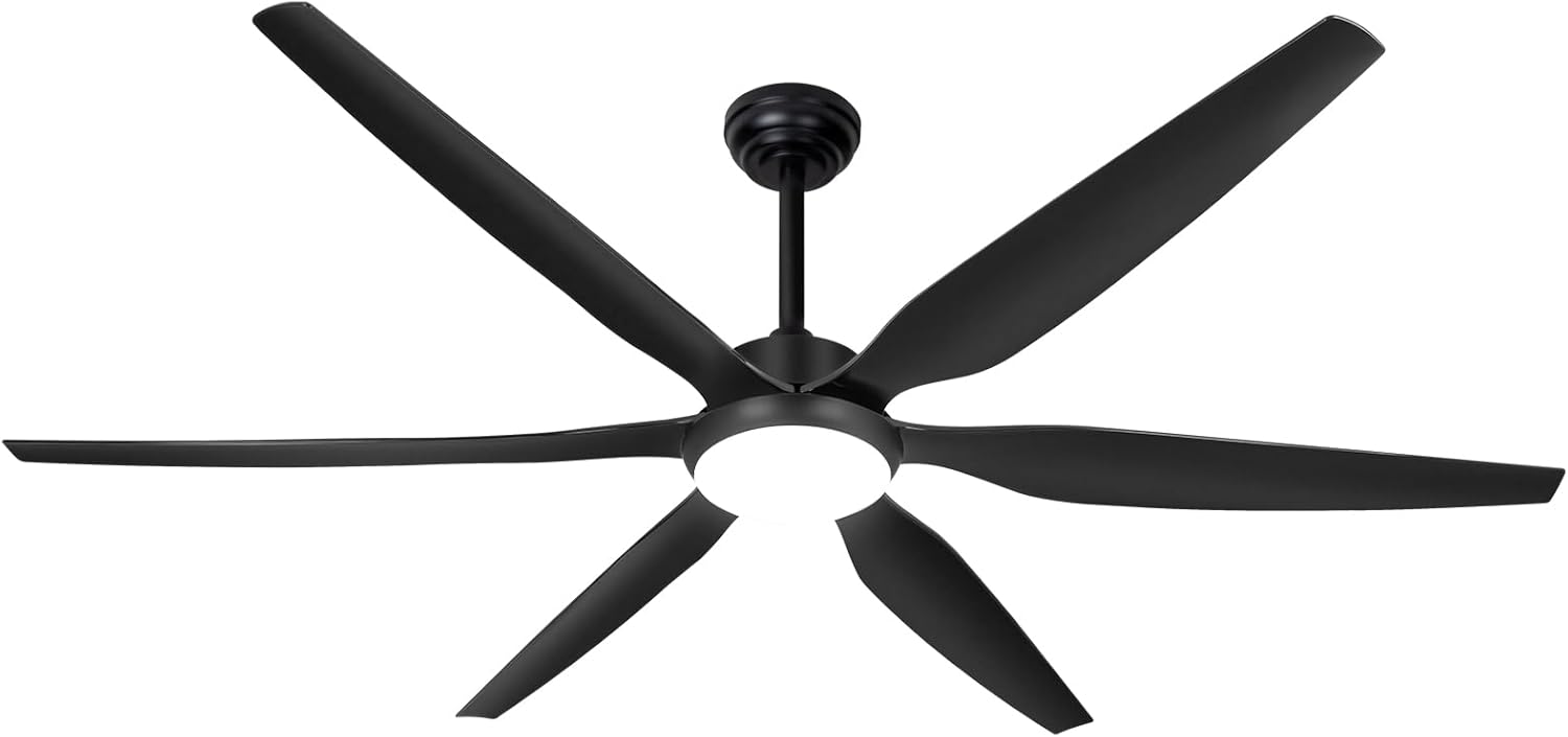 Wozzio Ventilador de techo de 65 pulgadas con luces y control remoto, 6 cuchillas, reversible, motor CC silencioso de 6 velocidades, ventilador de