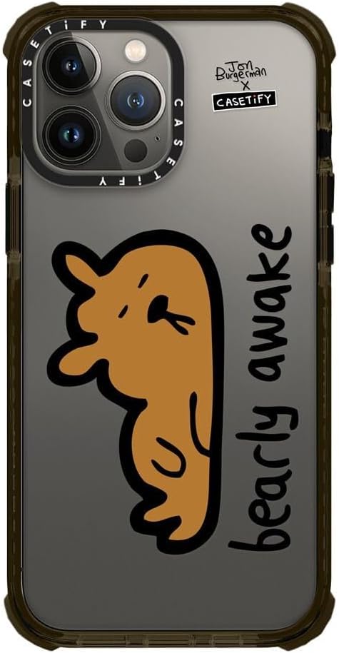 CASETiFY Funda Ultra Impact para iPhone 13 Pro Max – Bearly Awake – Negro transparente