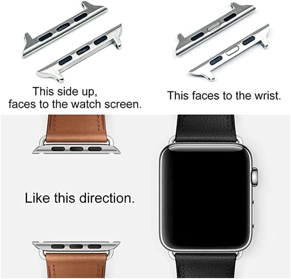 Kit de eslabones de acero inoxidable con conectores de barra de resorte, compatible con adaptador de Apple Watch 38, 40, 41, 42, 44, 1.772in (3