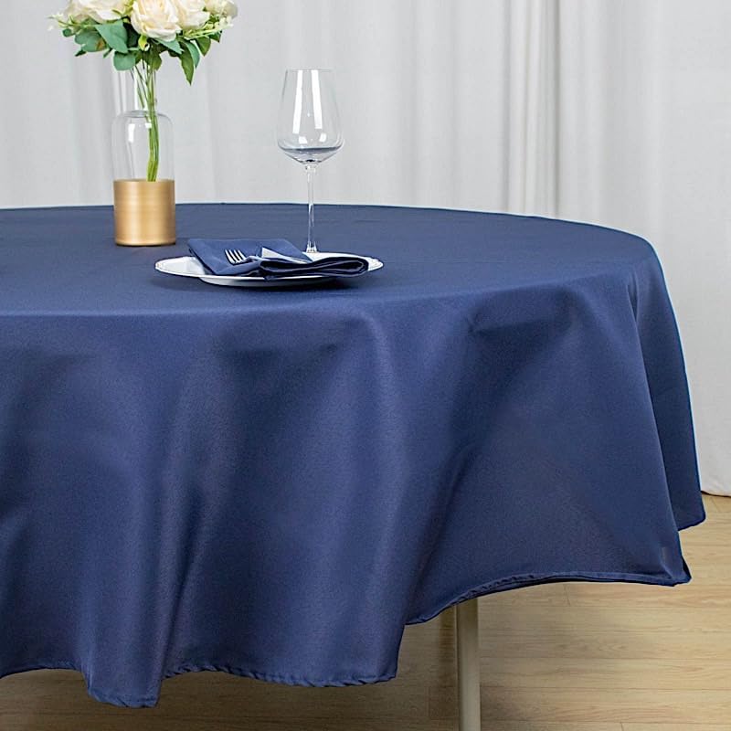 Mantel redondo de poliéster de 90 pulgadas, color azul marino, de alta calidad, para bodas, fiestas, banquetes, recepciones, eventos, cocina, comedor