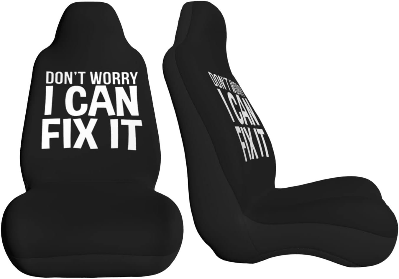 Don’t Worry I Can Fix It Universal Truck SUV Car Seat Cover Set Car Interior Seat Covers Black Two-Piece Set