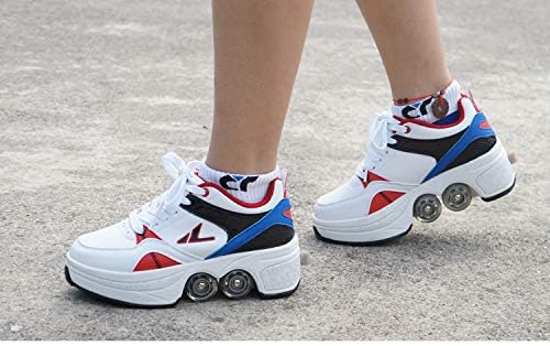 Zapatos para parkour con cuatro ruedas de patines, zapatos para correr, 38