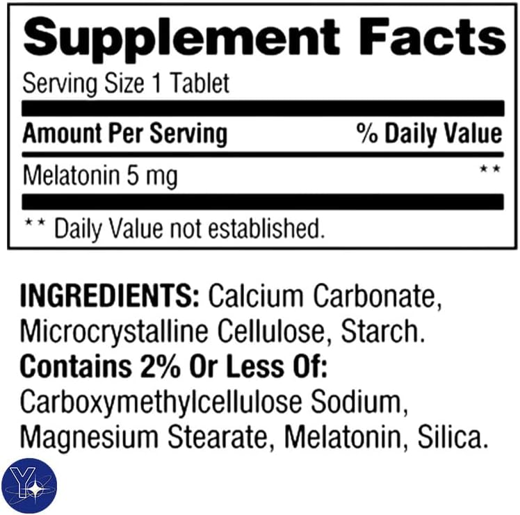 Tabletas de melatonina Spring Valley Suplemento dietético Tamaño de valor, 5 mg, 240 unidades y marcador de regalo de YOLOMOLO