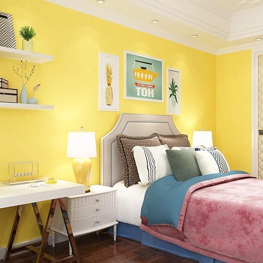 Papel tapiz amarillo limón para despegar y pegar, papel adhesivo amarillo mate para gabinetes, impermeable, autoadhesivo, rollo de papel de pared