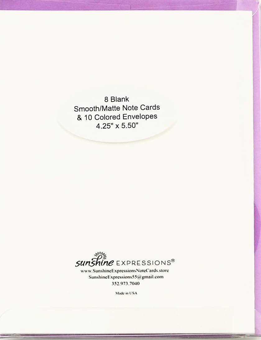 Blooming Flowers – Tarjetas fotográficas pesadas y suaves, 8 con 10 sobres de colores, juego en caja (4.25 x 5.50 pulgadas) en blanco en el