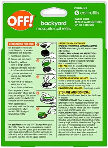OFF! Repuestos de bobina repelente de mosquitos para patio trasero, perfecto para patios al aire libre, aroma fresco, 6 unidades (paquete de 2)