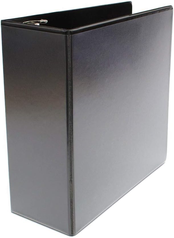 11×8.5 – Carpeta de vinilo de anillo angular D de 4 pulgadas con bolsillos exteriores (negro)