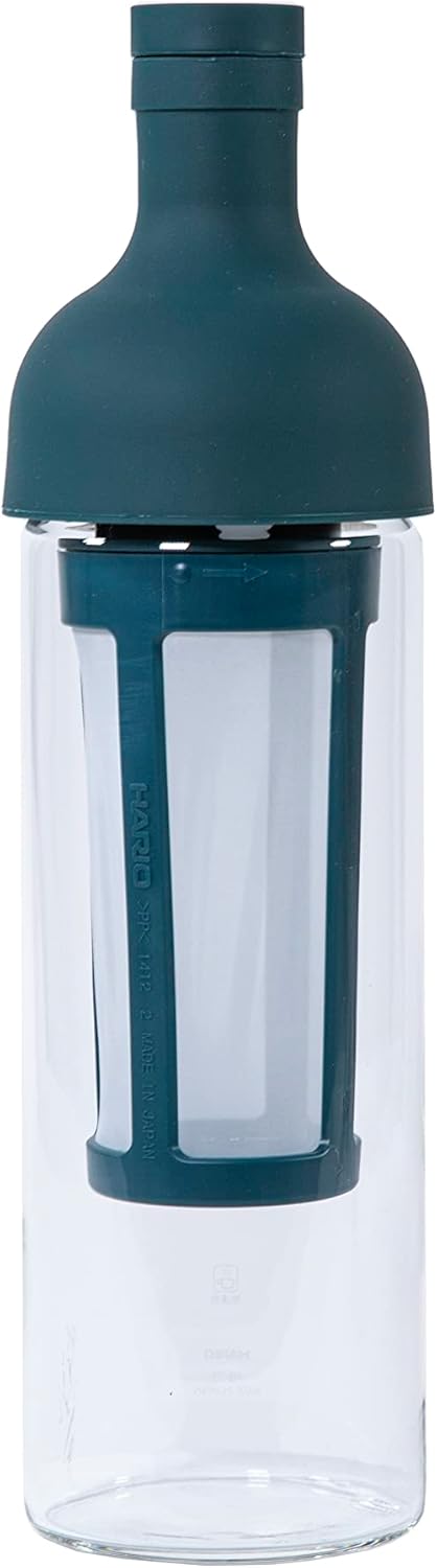 Hario Botella de vino de café frío, 23.7 fl oz, verde azulado profundo