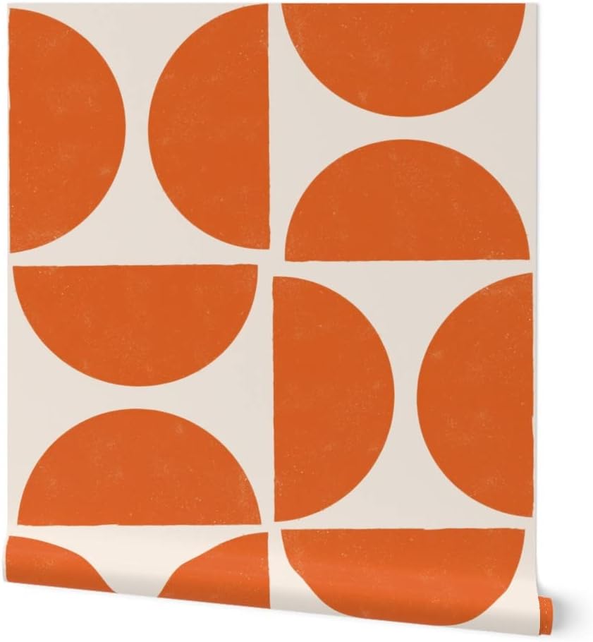 Spoonflower Papel tapiz autoadhesivo de 3 x 2 pies – formas retro geométricas a gran escala MCM minimalismo personalizado extraíble