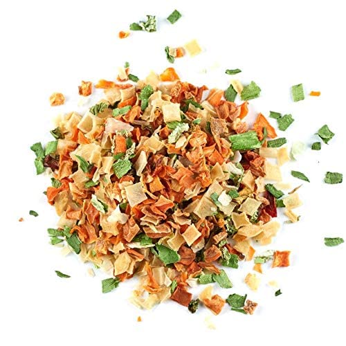 Copos de verduras secas 1 libra + cebolla verde picada seca y lavada, 4 onzas