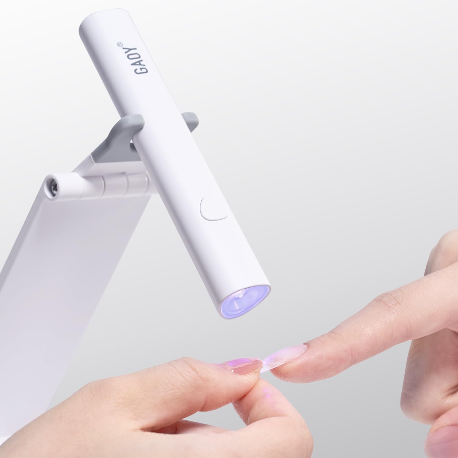 GAOY Lámpara de uñas inalámbrica con soporte, luz UV de mano para uñas de gel, secador de uñas USB recargable para secado rápido, color blanco