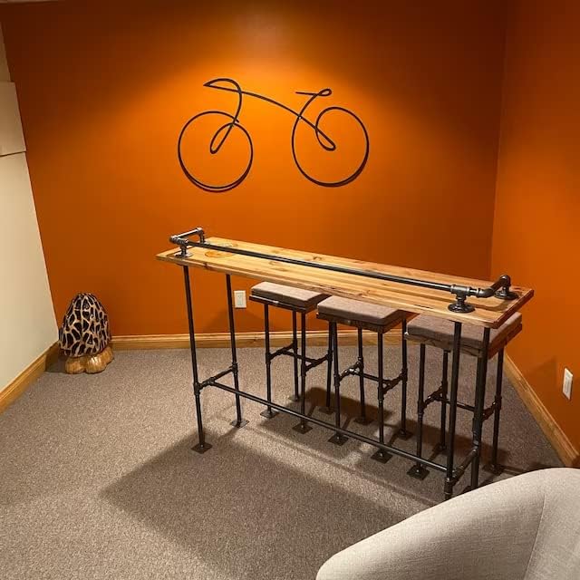 Arte de pared de metal, arte geométrico de bicicleta, decoración de ciclista, arte de pared de motociclista, letrero de línea metálica, decoración