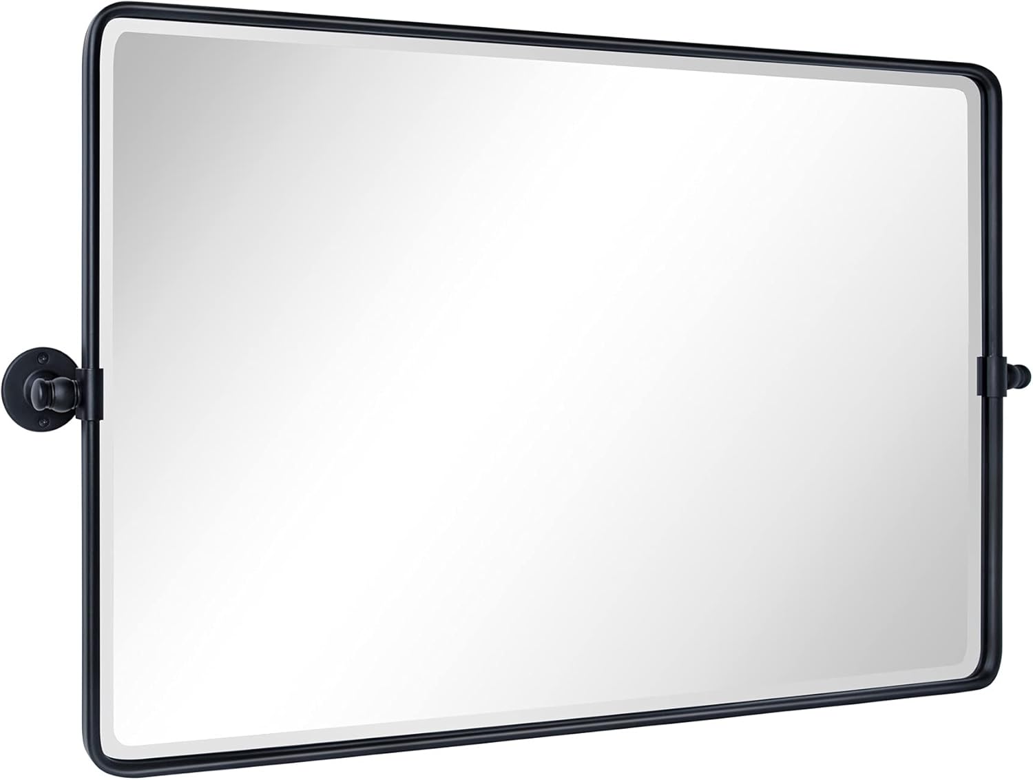 TEHOME Espejo pivote horizontal, espejo de inclinación negro para baño, espejo de baño rectangular con marco de metal biselado, 35 x 23 pulgadas