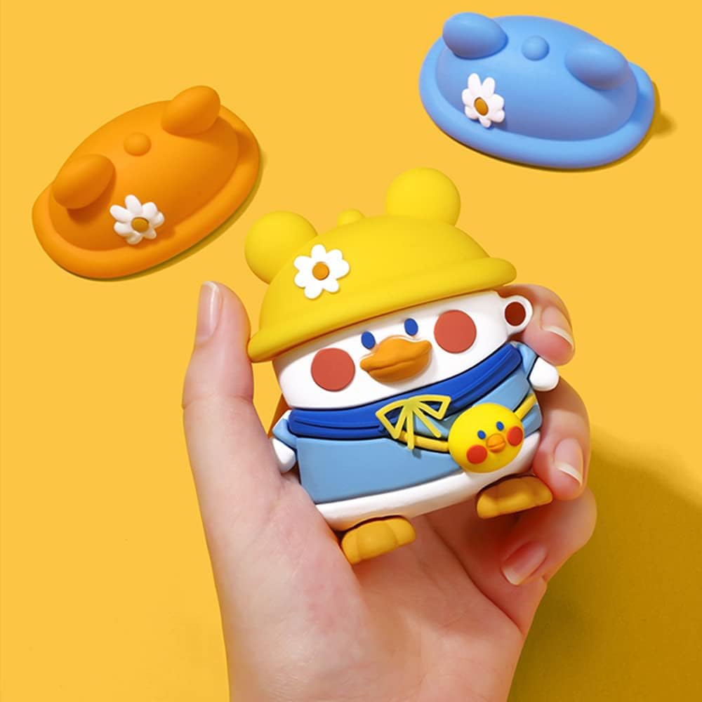 LALAPOPO Funda para AirPods, diseño divertido y encantador de dibujos animados en forma de pato, fundas de moda para niños, niñas, niños y