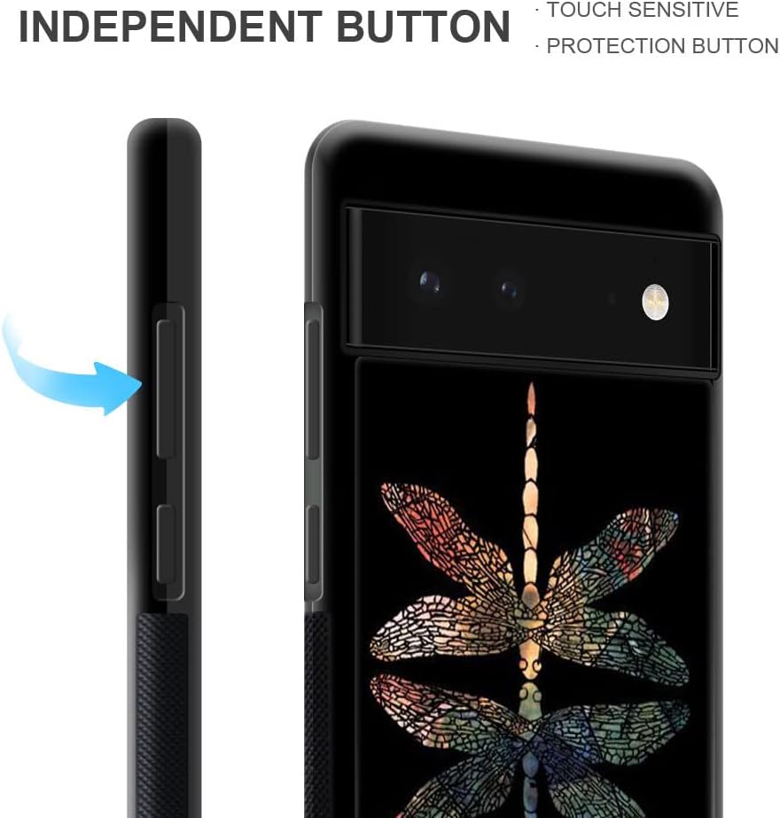 ZHEGAILIAN Funda compatible con Google Pixel 7, diseño colorido de libélula en la parte posterior, silicona suave, TPU anticaída, antideslizante,