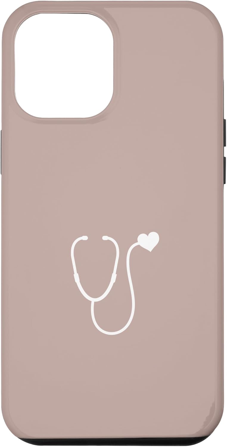 iPhone 14 Pro Max Pink Taupe – Estuche para estetoscopio de corazón para enfermera o médico