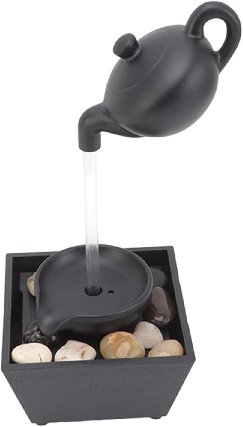 Tetera flotante Cascada Ornamento de agua que fluye Decoración de Oficina Led Sala de estar Batería USB Escritorio para piedras de suspensión Fuente
