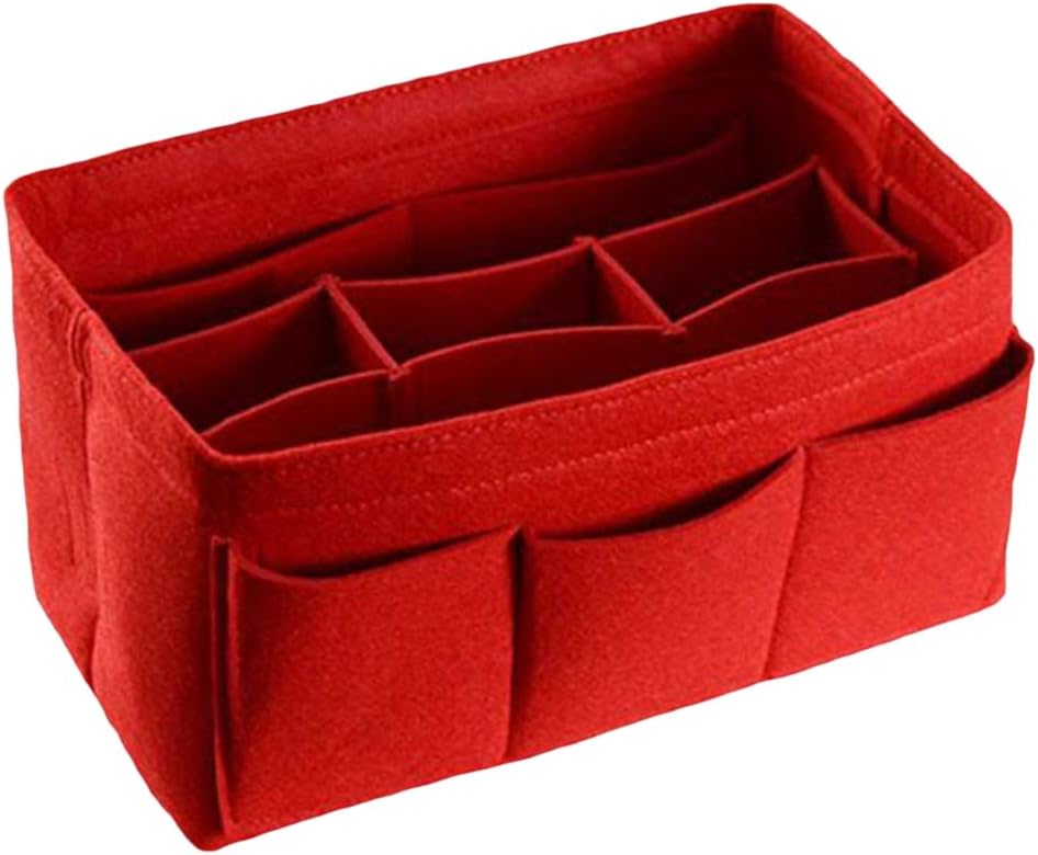 Bolsa de cosméticos Multi-Rejillas Impermeable Gran Capacidad Maquillaje Cosméticos Bolsa de Almacenamiento Organizador de Fieltro Rojo XL