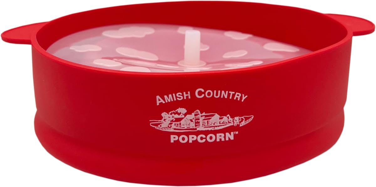 Amish Country Popcorn – Paquete de palomitas de maíz color blanco bebé (bolsa de 6 libras) y de silicona roja  Palomitas pequeñas y tiernas  El