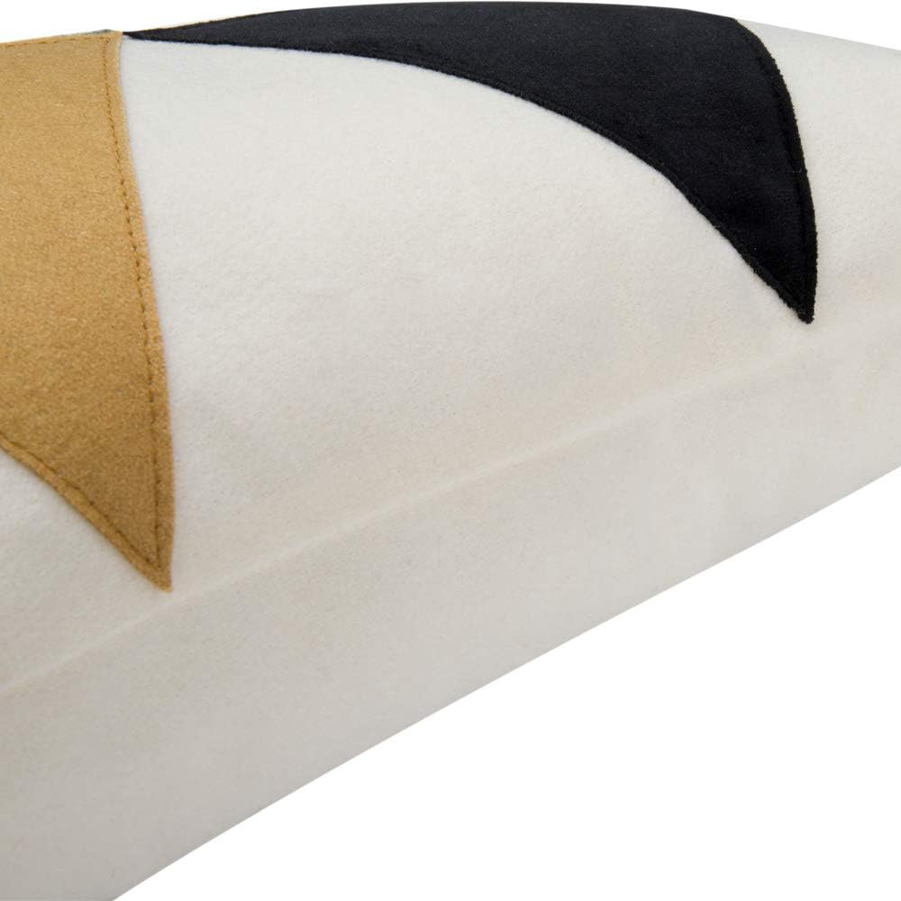 JWH Funda de almohada de terciopelo colorida decorativa para lumbar, con apliques triangulares, fundas de almohada largas para sofá, cama,