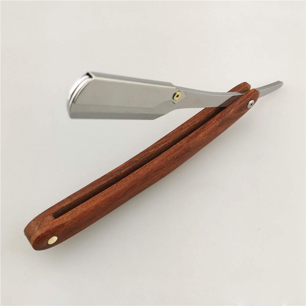 Beaupretty Maquinillas de afeitar de acero rectas elegantes para hombre, estilo vintage, lacio, de metal, maquinilla de afeitar de peluquero sin