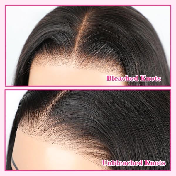 BLY Pelucas de cabello humano con encaje frontal sin pegamento para mujer, 13 x 6 pulgadas, nudos preblanqueados, peluca de cabello humano Yaki,