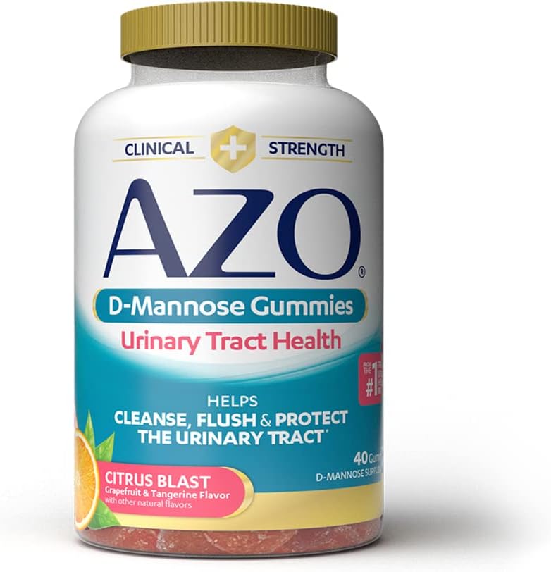 AZO Gomitas D Manosa para la salud del tracto urinario, 40 unidades, fuerza clínica de 2000 mg, ayuda a limpiar, enjuagar y proteger, marca número 1