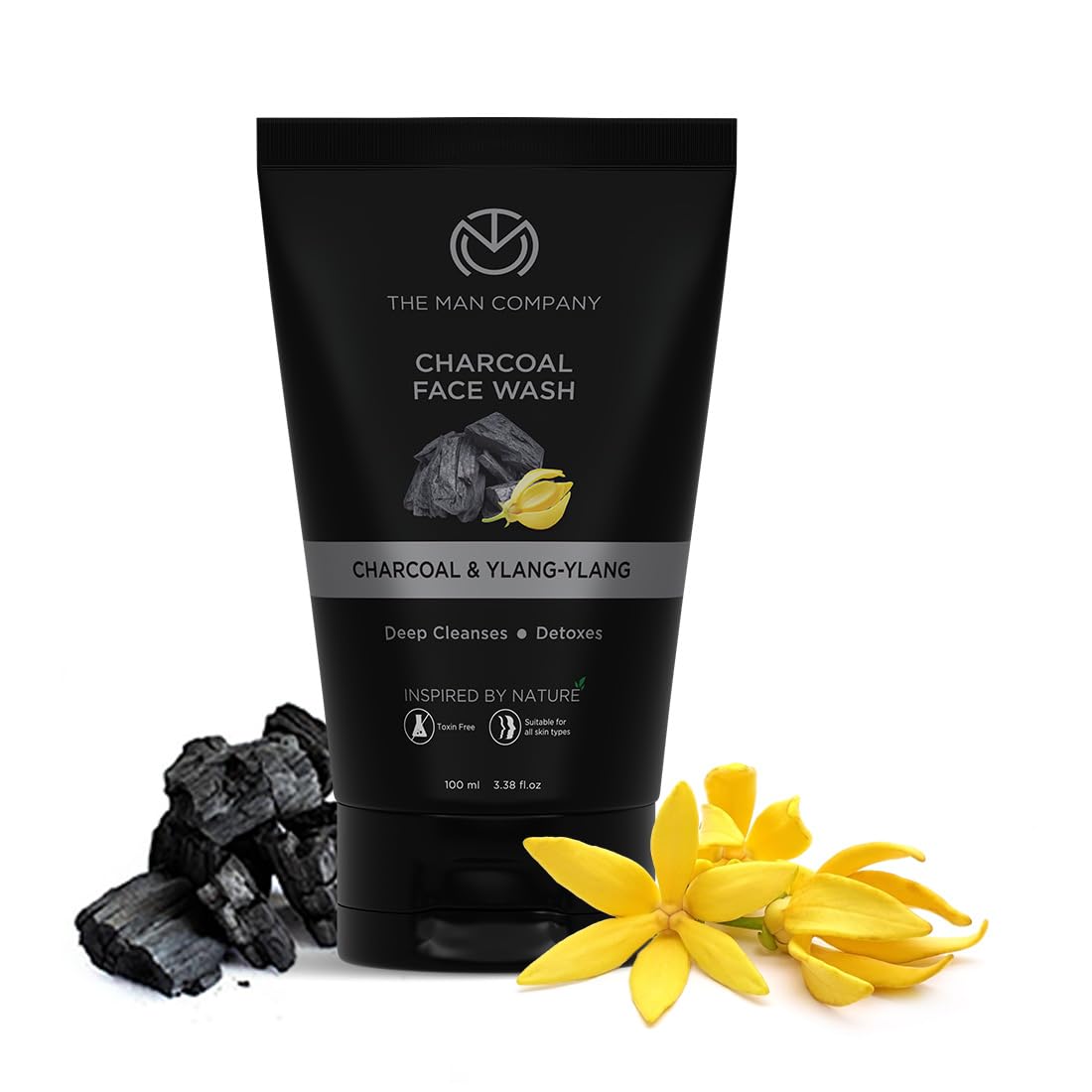 The Man Company Lavado facial de carbón activado para menylang ylang y argán aceites esenciales contaminación, control de aceite de acné, limpieza