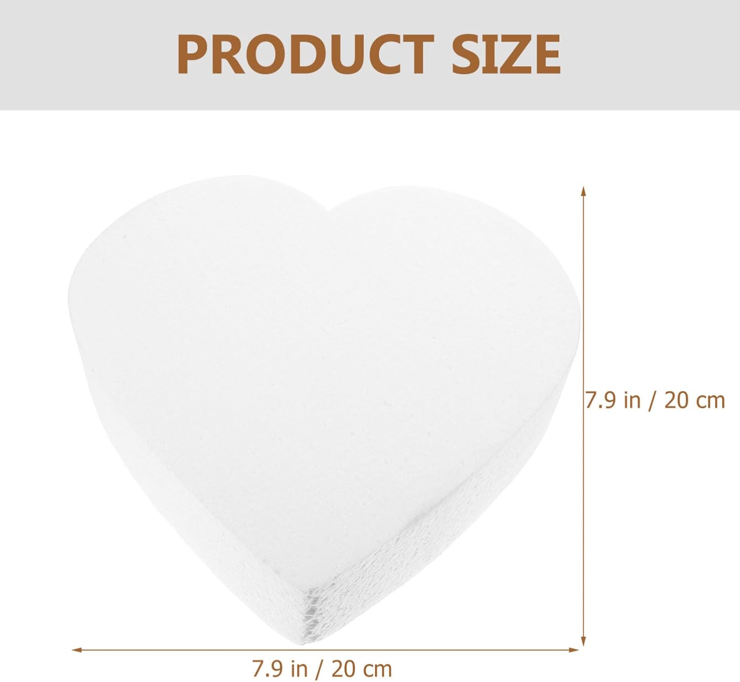 Luxshiny Pastel de espuma para pastel de espuma de 8 pulgadas, modelos falsos en forma de corazón, 2 piezas de embrión de poliestireno, adorno para