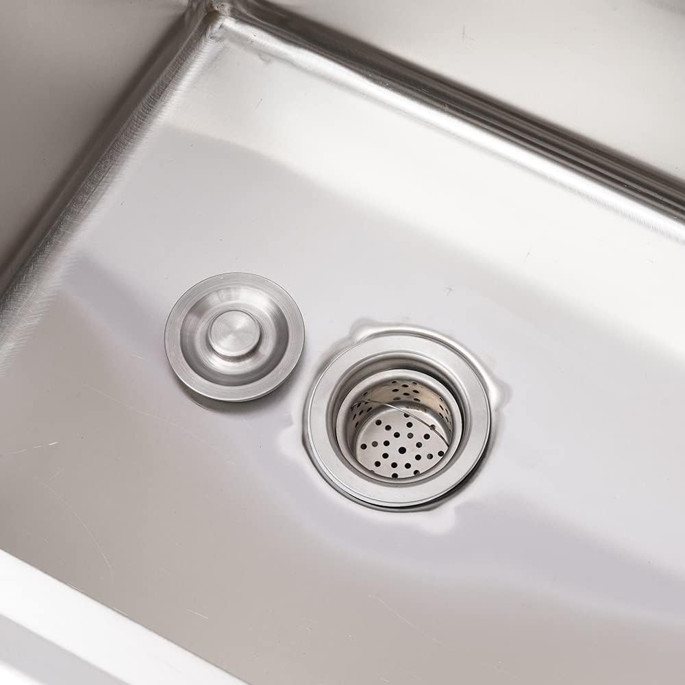 Fregadero de cocina de 1 compartimento, acero inoxidable de 47.2 x 23.6 x 31.5 in, juego de fregadero de restaurante, fregadero de cocina con un