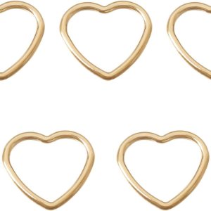 Pandahall 5 anillos de enlace de latón con forma de corazón de oro de 14 quilates, marcos de enlace de bisel abierto, dijes de conector hueco de Pandahall 5 anillos de enlace de latón con forma de corazón de oro de 14 quilates, marcos de enlace de bisel abierto, dijes de conector hueco de