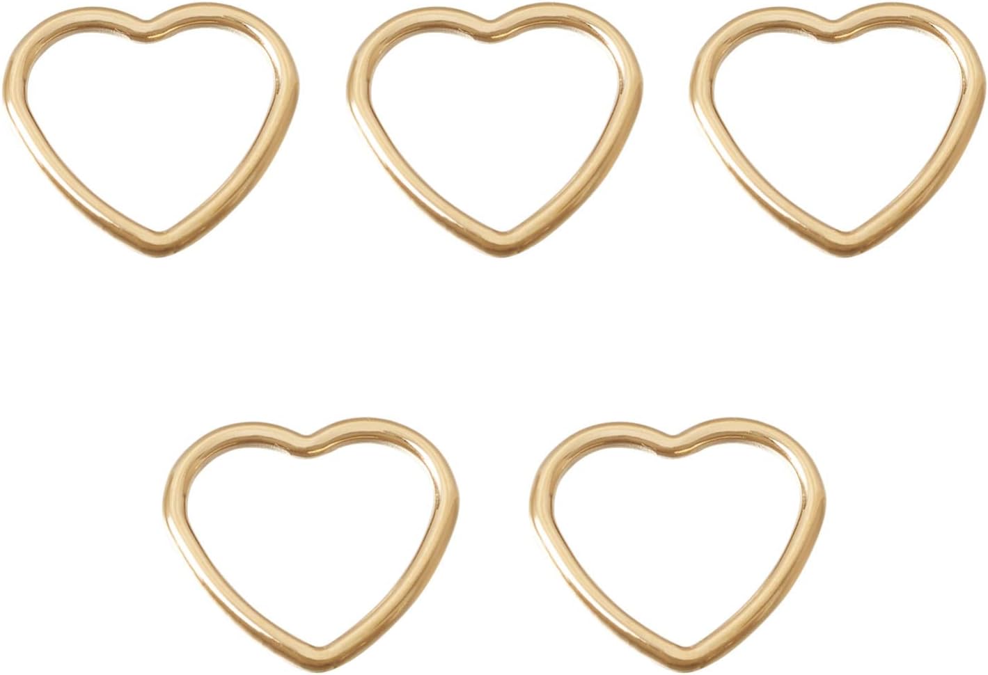 Pandahall 5 anillos de enlace de latón con forma de corazón de oro de 14 quilates, marcos de enlace de bisel abierto, dijes de conector hueco de