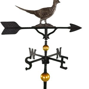 Montague Metal Products Veleta de lujo de 32 pulgadas con adorno de faisán de hierro sueco, natural Montague Metal Products Veleta de lujo de 32 pulgadas con adorno de faisán de hierro sueco, natural