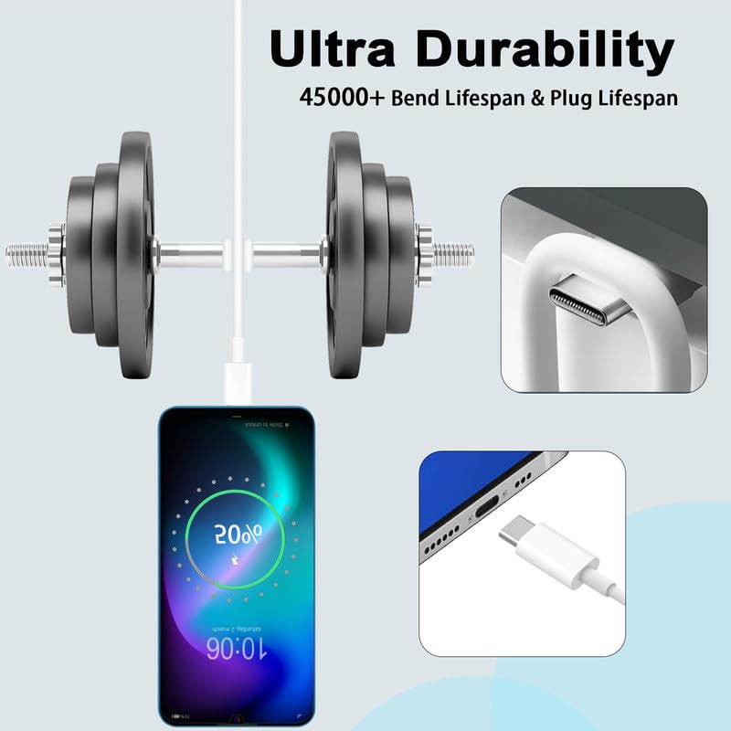 Cable USB C a USB C de 100 W, cable de carga USB C de 100 pies, cable USB C de carga rápida USB tipo C compatible con iPhone