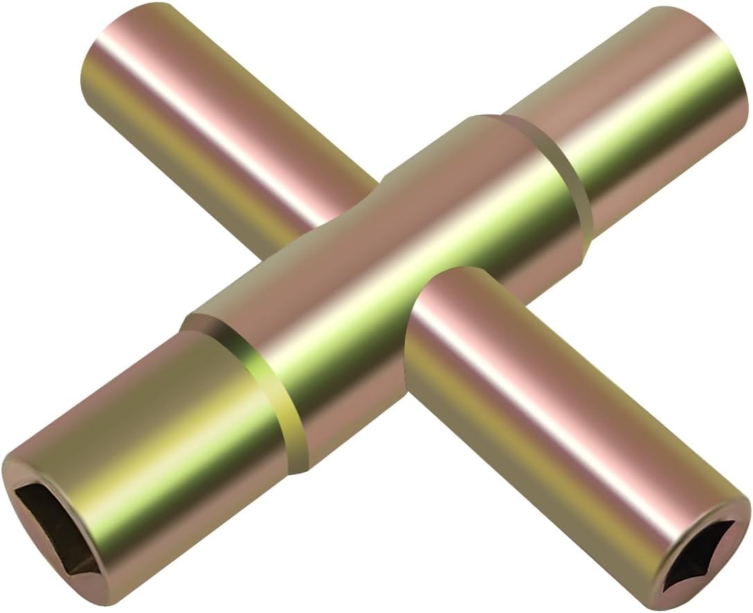 Llave multifuncional amarilla de 4 vías, llave cruzada de acero, llave de apertura universal, plomeros, electricistas, herramienta para medidor de