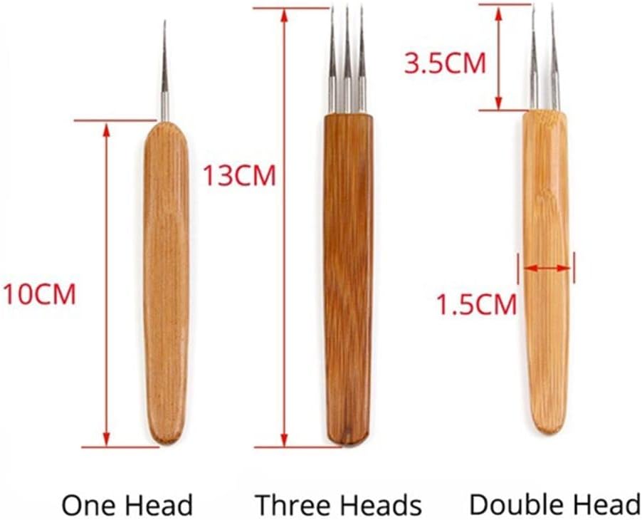Aguja de ganchillo, ganchos de tejido de mantenimiento de trenzas, mango de bambú, herramientas de costura para hacer extensiones de cabello