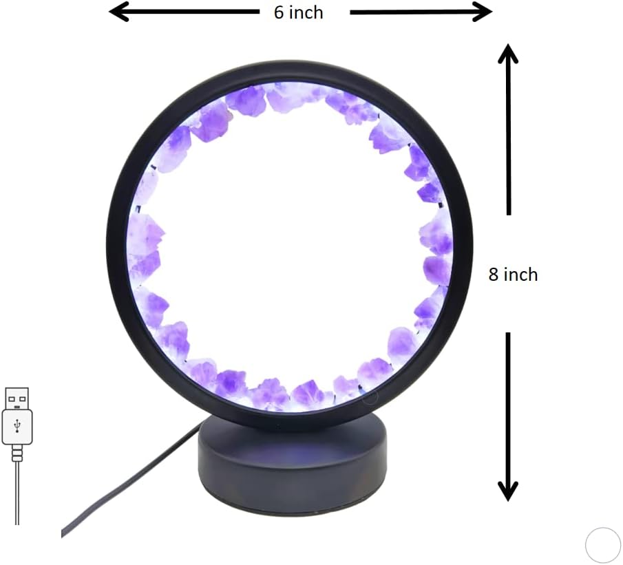 Luz nocturna de cristal natural, lámpara de noche de alimentación USB para dormitorio, sala de estar, protección ocular de luz suave (amatista 01)