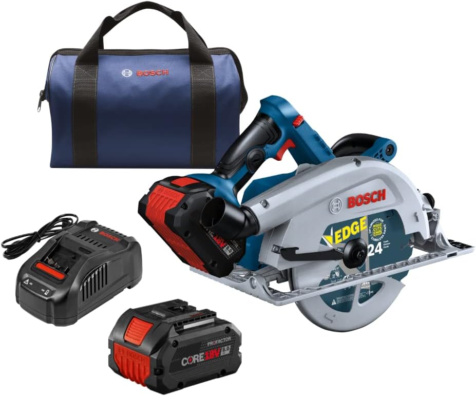 Bosch PROFACTOR GKS18V-25CB14 – Kit de sierra circular inalámbrica de 7-14 pulgadas, brazo fuerte de 18 V, incluye (1) batería de rendimiento