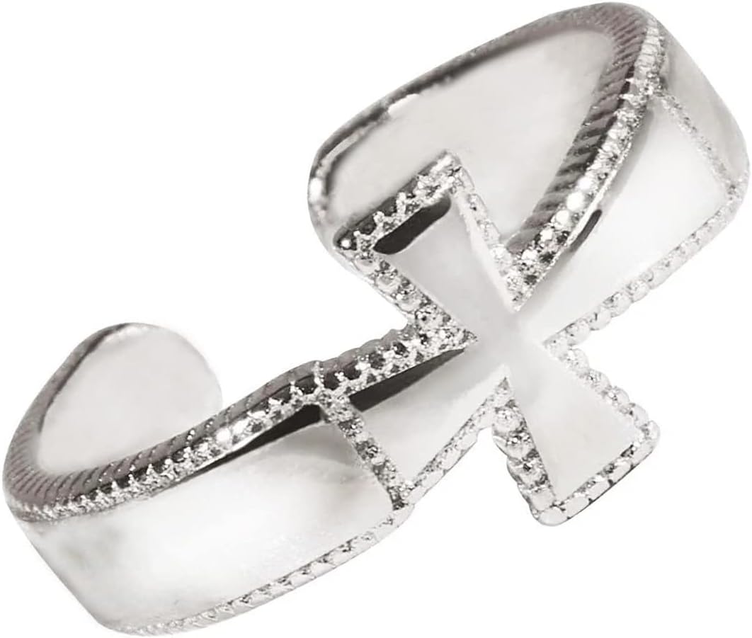 Anillo de cruz religiosa, anillo de boda cristiano para mujer, anillo texturizado de plata, joyería inspiradora, anillo para hija, ajustable,