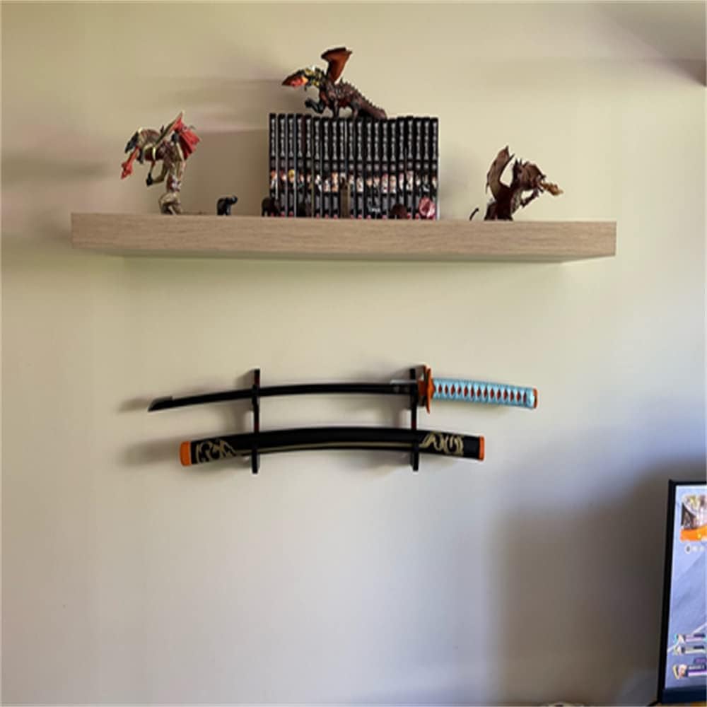 WANLIAN 2set de gancho de espada montaje en pared Samurai espada suspensión soporte de exhibición ajustable para Katana 2 capas terciopelo acolchado