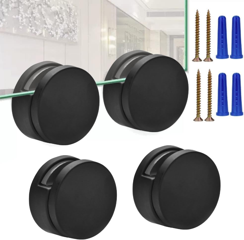 Kit de accesorios de montaje de espejo negro sin marco, soportes de espejo de aleación de zinc, soportes de montaje de espejo, abrazaderas de clips