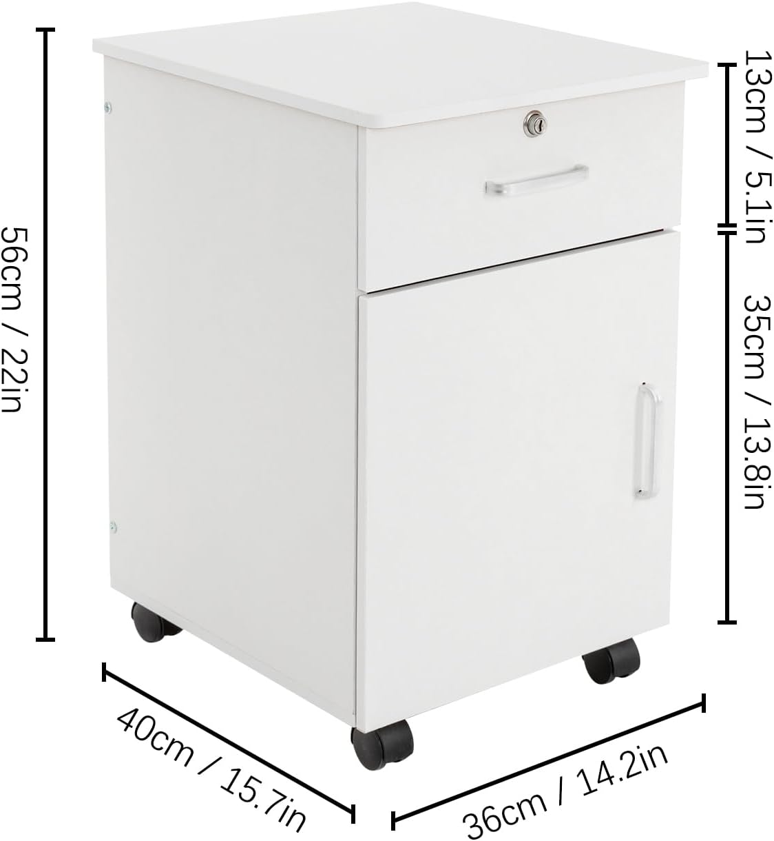 Fetcoi Archivador móvil vertical portátil con estantes de almacenamiento, gabinete móvil debajo del escritorio, cajones de oficina con cerradura y