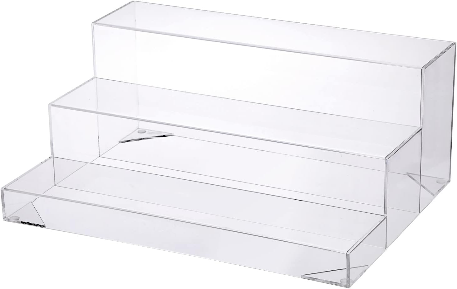 KVMORZE Estante de 3 niveles montado para botellas, expositor de acrílico transparente para joyas, pop, botellas, cupcakescoleccionables, soporte de